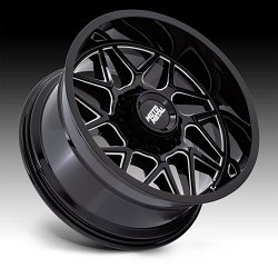 Moto Metal MO812BE Turbine Gloss Black Milled Custom Truck Wheels 2